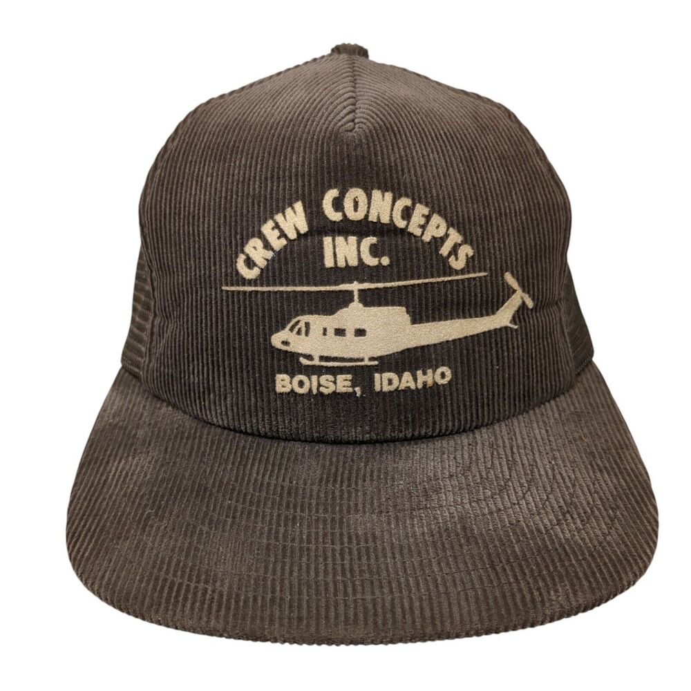 Crew Concepts Inc Boise Idaho Snapback Trucker Hat Brown OS Mesh Back Sportcap